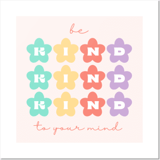 Be Kind to Your mind | Retro Flowers Peach Candy Posters and Art